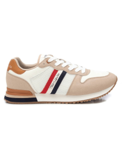 Zapatos deportivos de moda para hombre Teddy Smith beige con suela blanca - Lateral