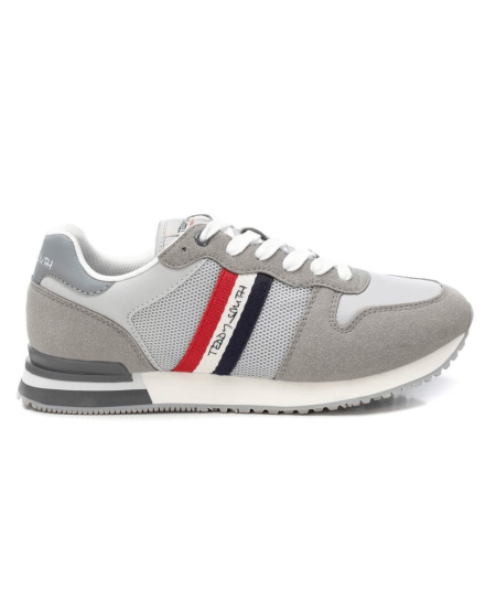 Zapatos deportivos de moda para hombre Teddy Smith gris con suela blanca - vista lateral