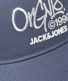 Accesorio masculino: gorra de sarga resistente y duradera estampada color azul y blanco