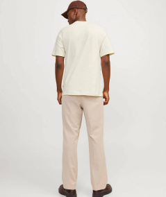 Camiseta de moda para hombre con estampado color crema