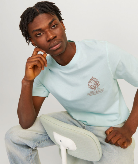 Camiseta de manga corta con estampado y cuello redondo color verde para hombre