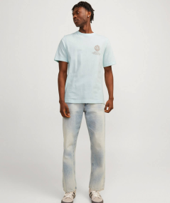 Camiseta casual de algodón con diseño estampado y corte ancho