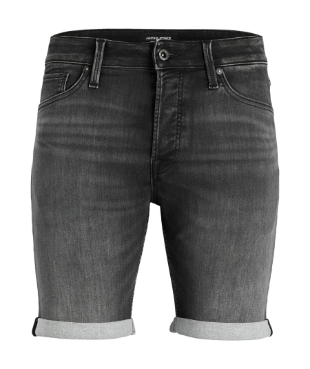Bermuda vaquera negra desgastada para hombre Jack & Jones