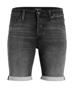 Bermuda vaquera negra desgastada para hombre Jack & Jones