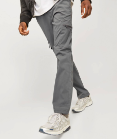 Pantalones cargo holgados con dobladillo arremangado color gris