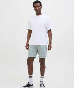 Shorts casuales para hombre con bragueta de cremallera color arona
