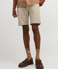 Shorts casuales para hombre con bragueta de cremallera, color tostado