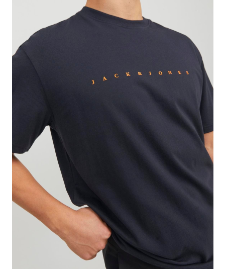 Camiseta Jack & Jones color marino con diseño relajado y estampado de pigmentos para un estilo moderno