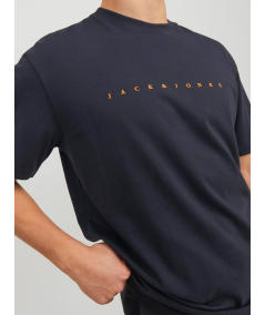 Camiseta Jack & Jones color marino con diseño relajado y estampado de pigmentos para un estilo moderno