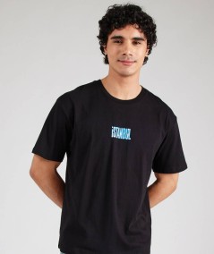 Camiseta negra Jack & Jones con estampado de motivo, cuello redondo acanalado y ajuste regular