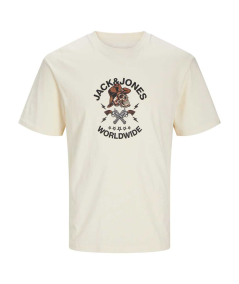Camiseta masculina Jack & Jones con estampado frontal.