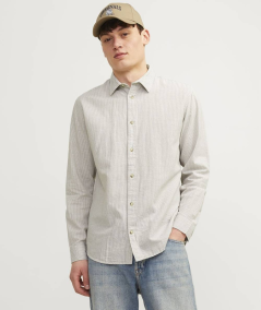 Camisa a rayas beige Jack & Jones para hombre