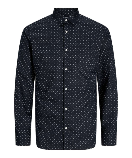 Camisa negra de popelina de Jack & Jones, con ajuste slim fit, ideal para añadir un toque elegante a tu look diario