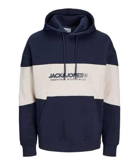 Sudadera con capucha azul Jack & Jones, confeccionada en tejido sin cepillar, perfecta para looks informales y relajados