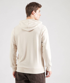 Sudadera beige con logo frontal Jack & Jones, capucha ajustable y felpa ligera, ideal para un look casual y relajado durante to