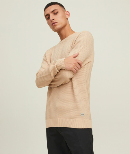 Jersey de punto Beige para hombre con textura