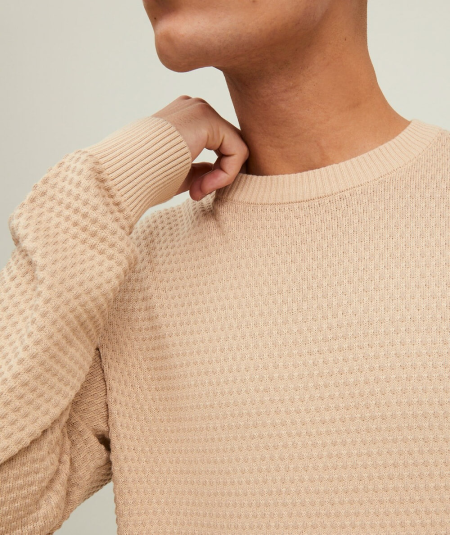 Jersey casual tejido para hombre en color Beige Cuello redondo