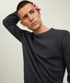 Jersey casual tejido para hombre en color marengo