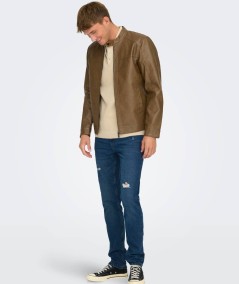 Chaqueta de abrigo con cuello alto para hombre