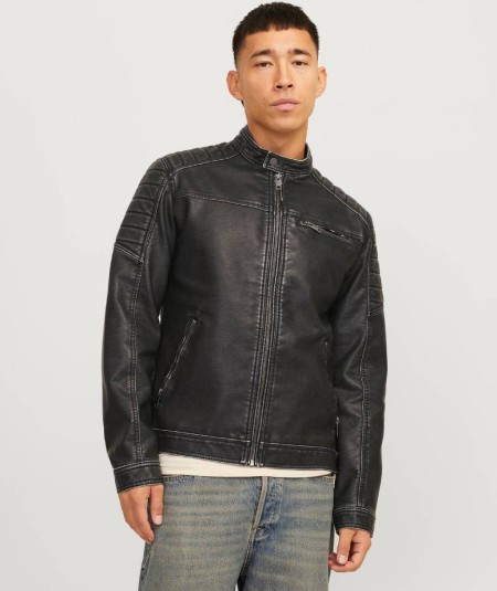 Chaqueta de cuero sintético estilo biker para hombre Jack & Jones