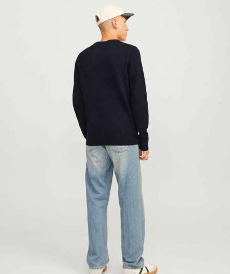 Jersey de punto plano con cuello redondo para hombre