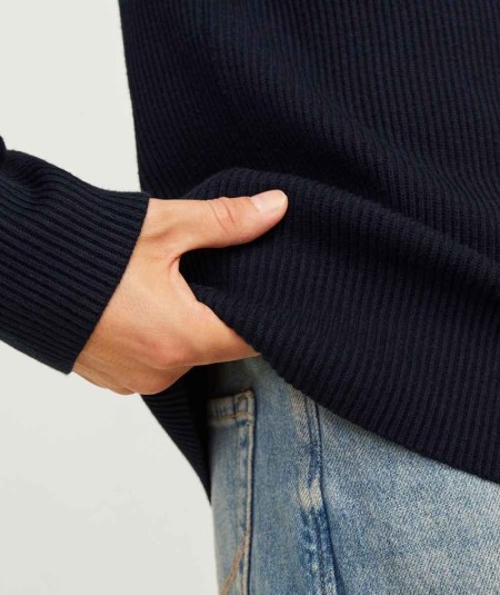 Jersey de punto plano con cuello redondo para hombre