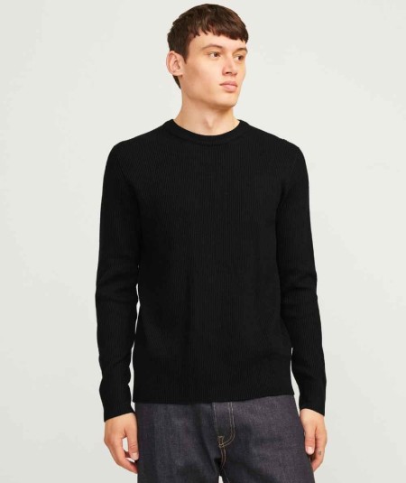 Jersey de punto plano con cuello redondo para hombre