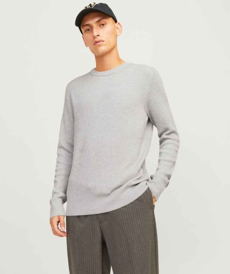 Jersey de punto plano con cuello redondo para hombre