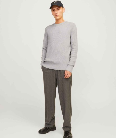 Jersey de punto plano con cuello redondo para hombre