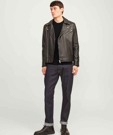 Jersey de punto plano con cuello redondo para hombre