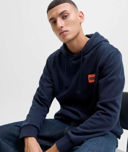 Sudadera marino casual de hombre con capucha