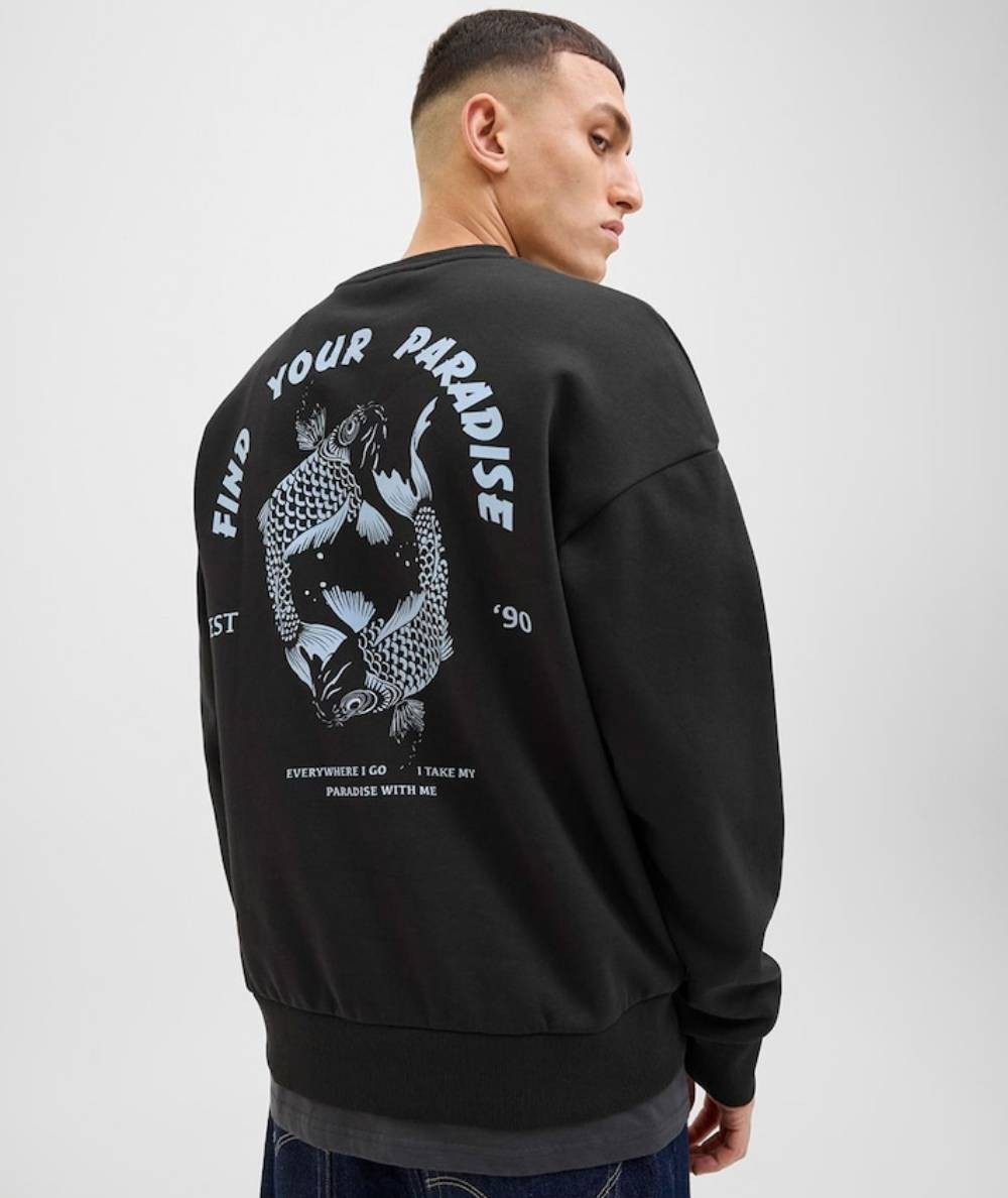 Sudadera negra Jack & Jones cuello redondo