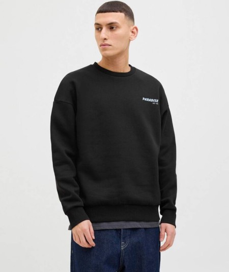 Sudadera negra Jack & Jones cuello redondo