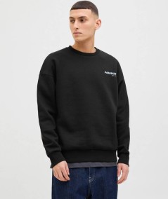 Sudadera negra con detalle frontal para hombre