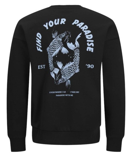 Sudadera negra Jack & Jones cuello redondo