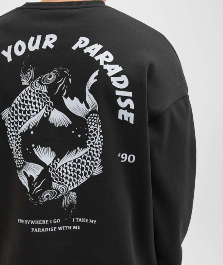 Sudadera negra Jack & Jones cuello redondo