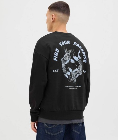 Sudadera negra Jack & Jones cuello redondo