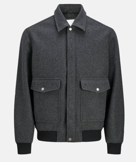 Cazadora bomber negra hombre Jack & Jones con cierre de botones