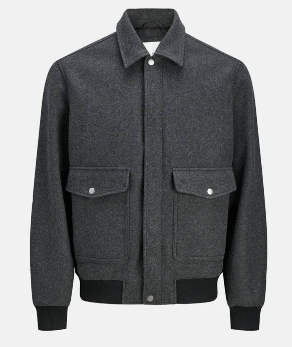 Cazadora bomber negra hombre Jack & Jones con cierre de botones