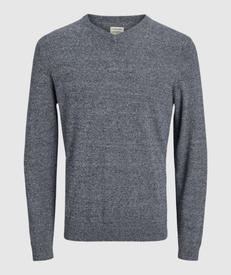 Suéter marino Jack & Jones de algodón orgánico corte regular