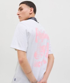 Camiseta básica blanca Jack & Jones con diseño backprint.