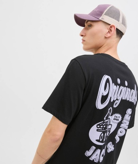 Camiseta Jack & Jones negra para hombre, ligera y fresca.