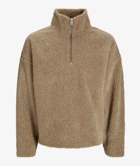 Sudadera camel oversized de polar, cálida, ligera y perfecta para el invierno.