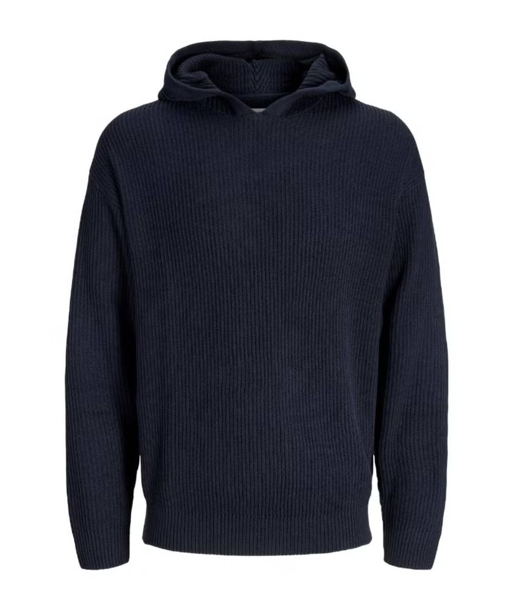 Sudadera marinera de punto acanalado Jack & Jones con capucha y corte cómodo.