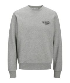 Sudadera gris jaspeada Jack & Jones Studio, manga larga y estilo deportivo.