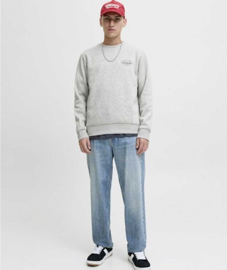 Sudadera gris para hombre Jack & Jones con print Coll. Studio.