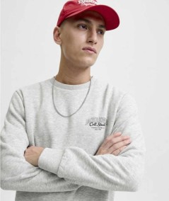 Sudadera Studio gris Jack & Jones, mezcla de algodón y poliéster.