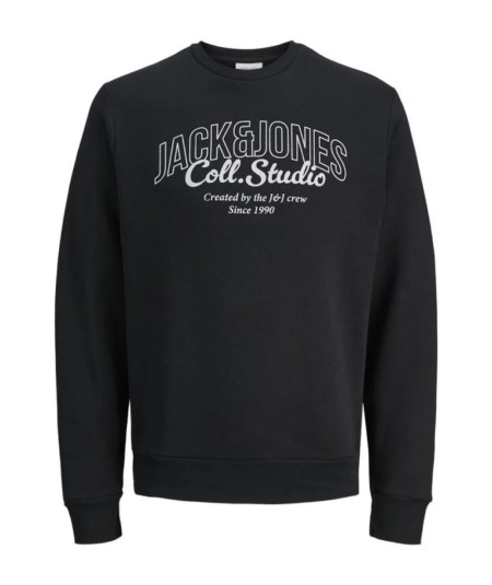 Sudadera negra Jack & Jones Studio con estampado blanco contrastado.
