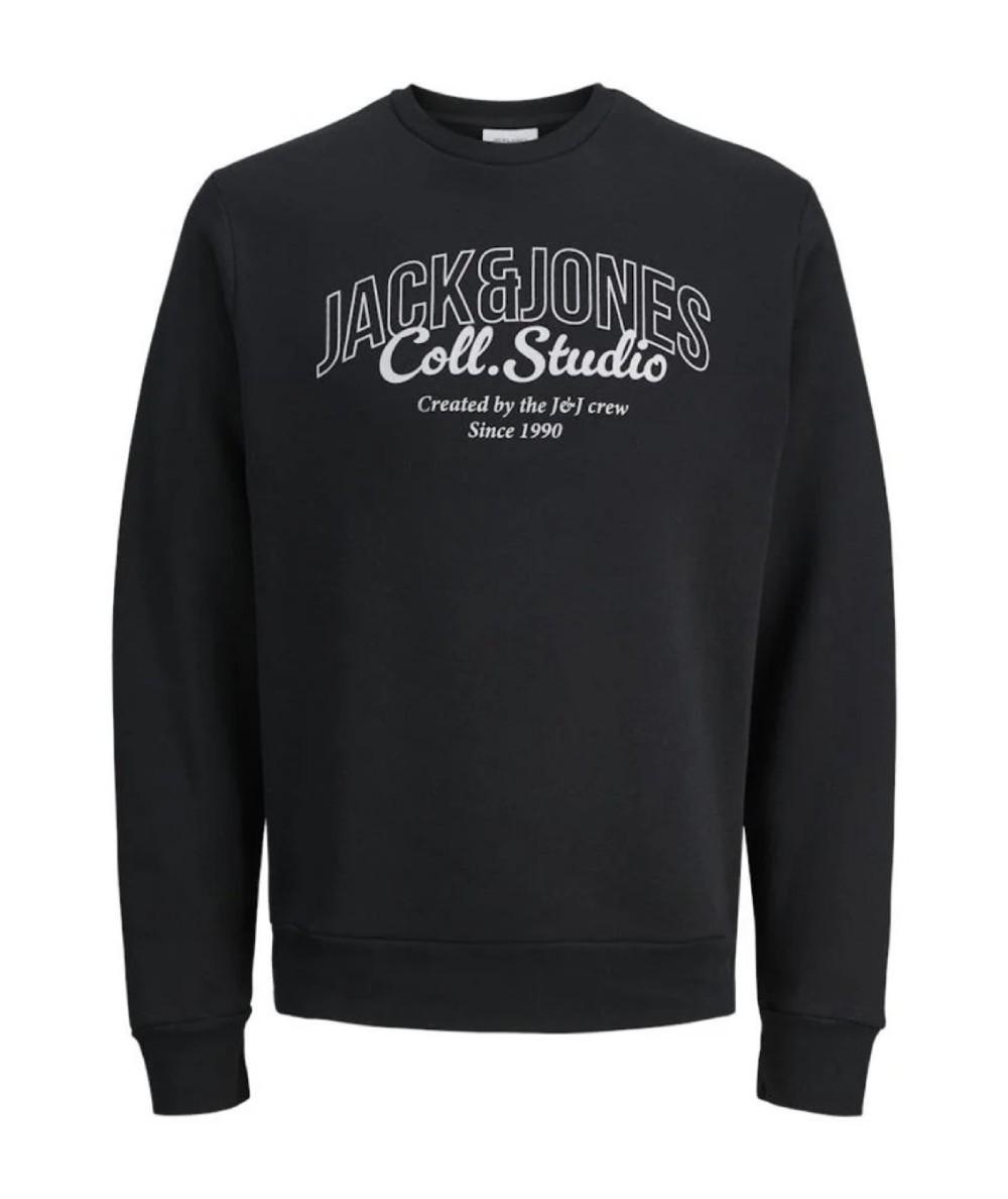 Sudadera negra Jack & Jones Studio con estampado blanco contrastado.
