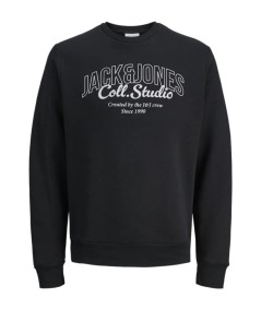 Sudadera negra Jack & Jones Studio con estampado blanco contrastado.